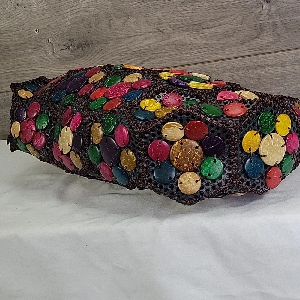 Boho Beaded/Crochet Colorful Patchwork Handbag - Picture 6 of 10